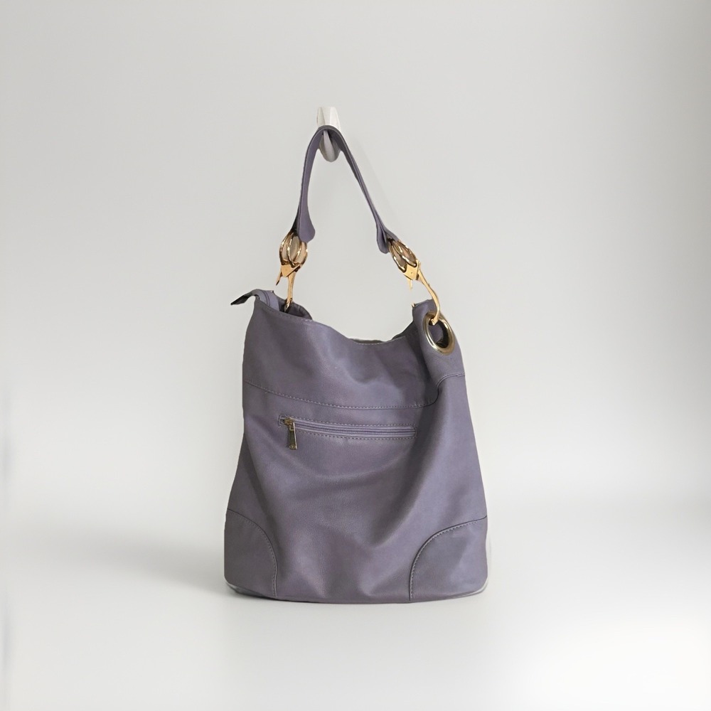 B.LUSH Vegan Leather Large 2 Compartment Purse Bag Dusty Soft Purple
